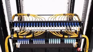 Network rack with patch panel and cabling